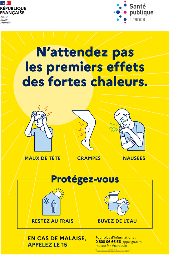 Consignes de snaté publique France en cas de canicule